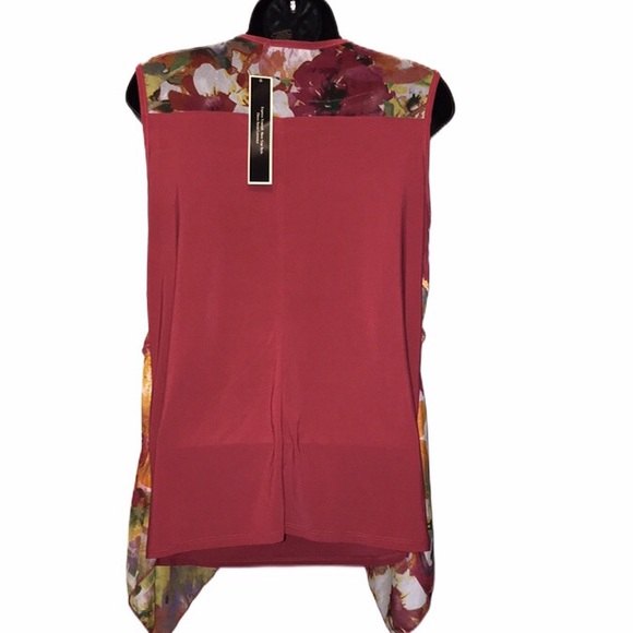 SUSAN LAWRENCE Red Floral Ruffle Tank/Blouse~M~NWT - Picture 4 of 7